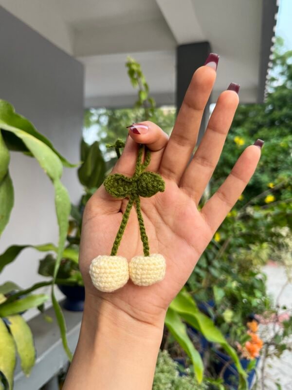 Beautiful Crochet Cherries 🍒 key ring - Image 2