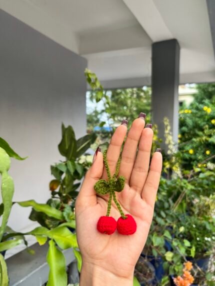 Beautiful Crochet Cherries 🍒 key ring