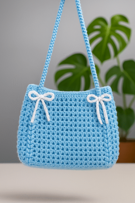 Beautiful Blue Crochet Bag.