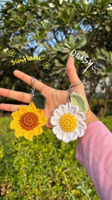 Sunflower and Daisy Keyring and Bag accessory